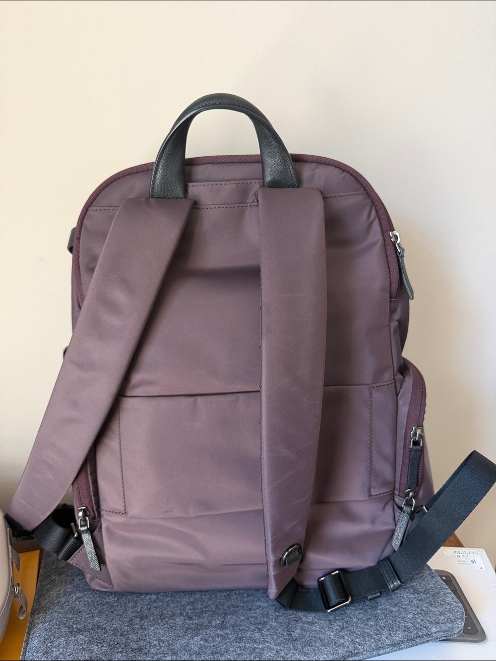 Tumi Women's Eggplant Nylon Backpack with Titanium-Tone Zipper Accents - Picture 13 of 13